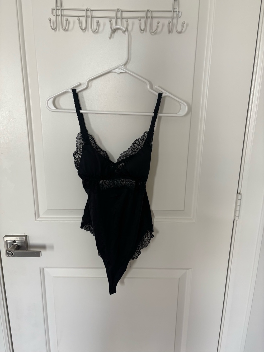 Abercrombie & Fitch Black Lace-Trim Bodysuit Teddy